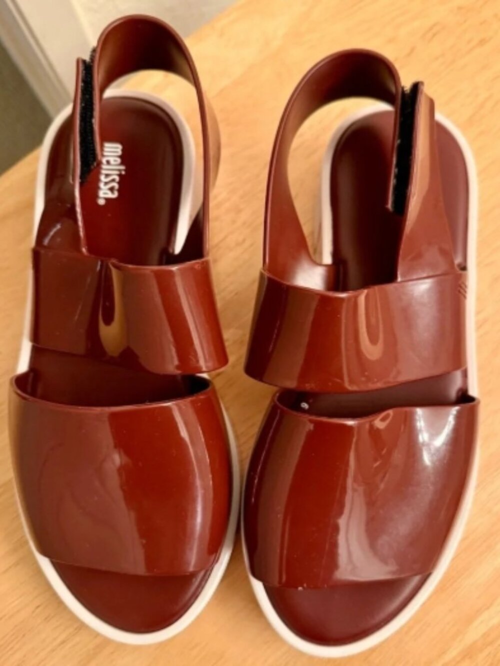Melissa jelly banded Velcro sling backs - burgundy color